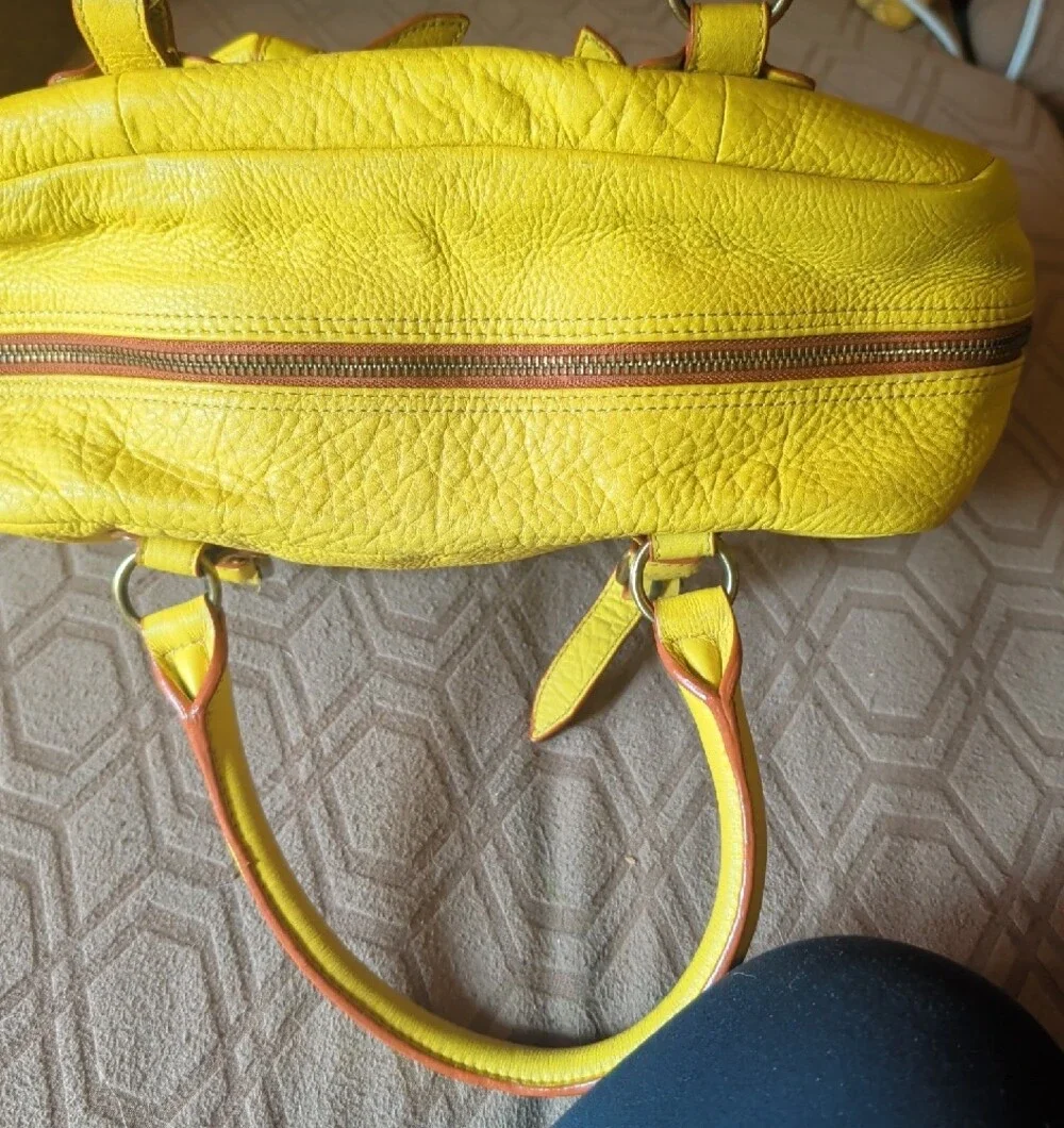 Pilcro Yellow Leather Top-Handle Satchel Bag